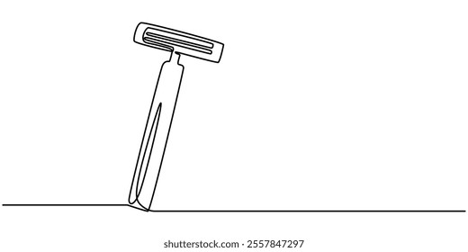 Razor  line art drawing illustration, Continuous line drawing of shaving razor, shave beard, one line, hand drawn, vector illustration, Continuous one line drawing of a razor for men.