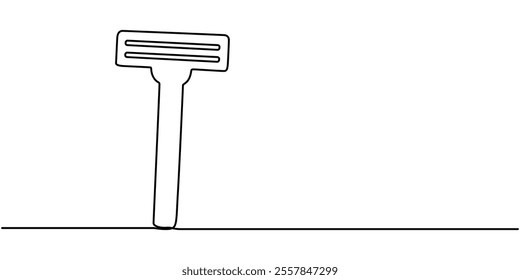 Razor  line art drawing illustration, Continuous line drawing of shaving razor, shave beard, one line, hand drawn, vector illustration, Continuous one line drawing of a razor for men.