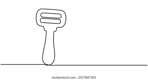 Razor  line art drawing illustration, Continuous line drawing of shaving razor, shave beard, one line, hand drawn, vector illustration, Continuous one line drawing of a razor for men.