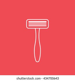 Razor Line Icon On Red Background