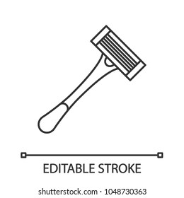 Razor linear icon. Thin line illustration. Shaving tool. Contour symbol. Vector isolated outline drawing. Editable stroke