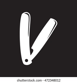 Razor monochrome vector illustration in black background