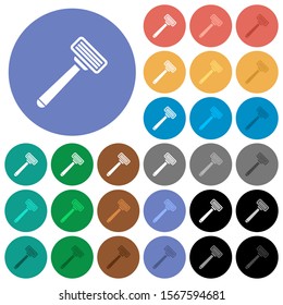 Razor multi colored flat icons on round backgrounds. Included white, light and dark icon variations for hover and active status effects, and bonus shades.