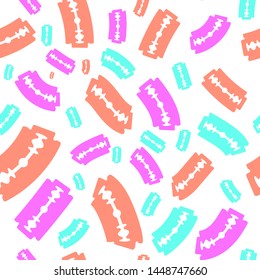 Razor multicolored on a white background, seamless pattern, vector