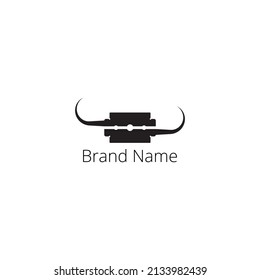 Razor and mustache illustration logo template design. This logo is suitable to be an identity for a brand, business, and service in the field of haircut services, barbershops, and others.