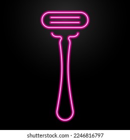 razor neon sign, modern glowing banner design, colorful modern design trends on black background. Vector illustration.