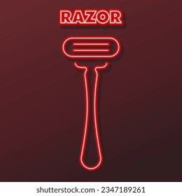 razor neon sign, modern glowing banner design, colorful modern design trends on black background. Vector illustration.
