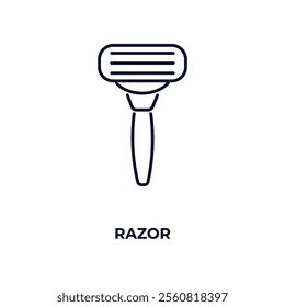 razor outline icon. Linear vector from beauty concept. Thin line razor icon isolated on white background