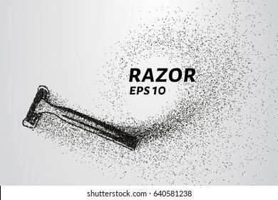 Razor of particles. Razor consists of small circles and dots. Vector illustration