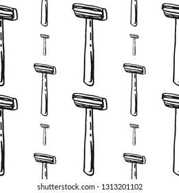 razor seamless pattern isolated on white background