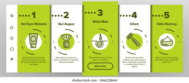 Razor, Shaving Accessories Vector Onboarding Mobile App Page Screen. Razor, Male Hygiene Thin Line Illustrations Collection. Modern, Retro Style Shaving Equipment, Electronics. Barbershop Services