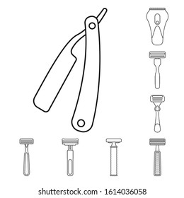Razor for shaving vector line icon set.Vector isolated illustration blade of shaver.Icon set of razor tool for shaving.