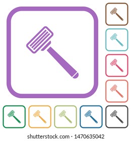 Razor simple icons in color rounded square frames on white background