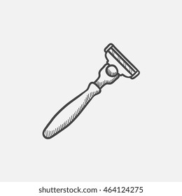 Razor Sketch Symbol für Web-, Mobil- und Infografiken. Handgezeichnete Vektorsymbol einzeln.