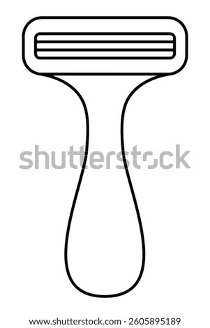 Razor. Three blades for a close shave. Sketch. Vector illustration. Outline on an isolated white background. Doodle style. Accessory for shaving unwanted hair. Coloring book for kids. 