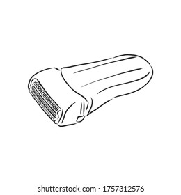 Razor vector sketch icon isolated on background. Hand drawn Razor icon. shaving razor, vector sketch illustration