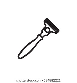 Icono de esbozo vectorial de raya aislado en el fondo. Icono de Razor dibujado a mano. Icono de esbozo de Razor para infografía, sitio web o aplicación.