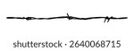 Razor wire silhouettes. Barbed wire metallic border element, sharply barb wire fencing vector symbols set. 