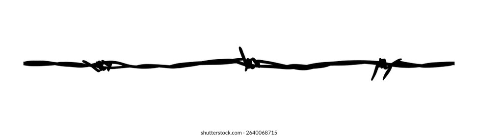 Razor wire silhouettes. Barbed wire metallic border element, sharply barb wire fencing vector symbols set. 