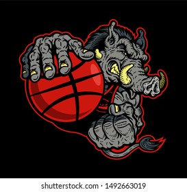 razorback basketball player team mascot design for school, college or league