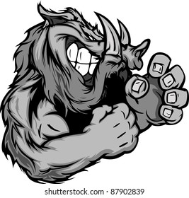 Razorback or Boar Fighting Mascot Body Vector Illustration