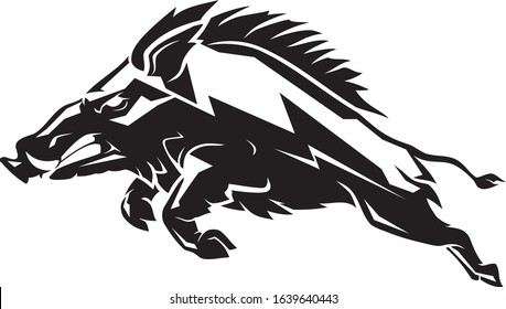 Razorback Wild Boar, Abstract Geometric Shadow Style Illustration