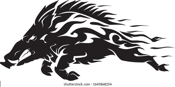 Razorback Wild Hog or Boar, Abstract Flaming Speed Design