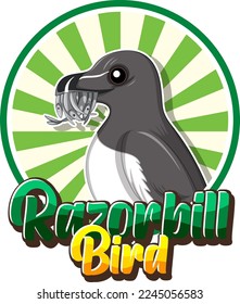 Razorbill bird logo with carton character illustration