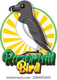 Razorbill bird logo with carton character illustration