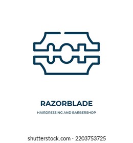 Icono de hoja de color. Ilustración vectorial lineal de peluquería y colección de peluquerías. Esquema del vector de icono de cuchilla de afeitar. Símbolo de línea delgada para uso en aplicaciones web y móviles, logotipo, medios impresos.