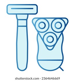 Razors flat icon. Disposable and electric shaver blue icons in trendy flat style. Shaving equipment gradient style design, designed for web and app. Eps 10