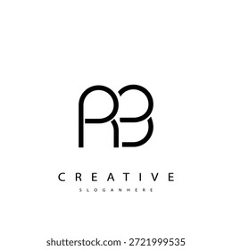 RB Abstraktes Monogramm Logo-Design. Dieses Logo ist mit einer Kombination von zwei Buchstaben R und B gestaltet