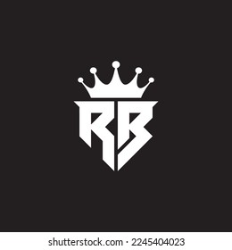 Símbolo de monograma del logotipo RB o BR con diseño de forma de corona vector