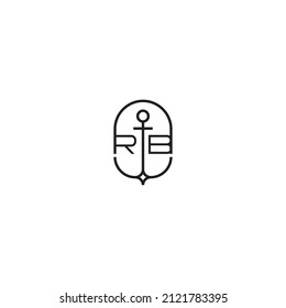 RB creative letter logo design in anchor concept with high quality professional design that will print well across any print media