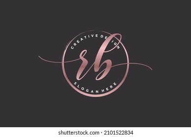 RB handwriting logo with circle template vector signature, wedding, fashion, floral and botanical with creative template.