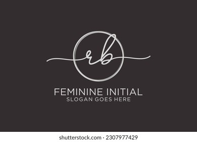 Logo de escritura a mano RB con el logotipo de vector de plantilla de círculo de la firma inicial, boda, moda, floral y botánica con plantilla creativa.