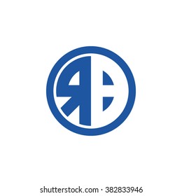 RB initial letters circle business logo blue