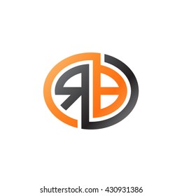 RB initial letters looping linked ellipse logo orange black