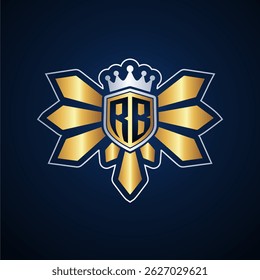 RB initial letters monogram logo for gaming with shield and eagle wing