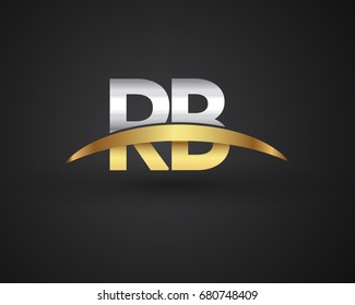 RB initial logo company name colored gold and silver swoosh design. vector logo for business and company identity.
