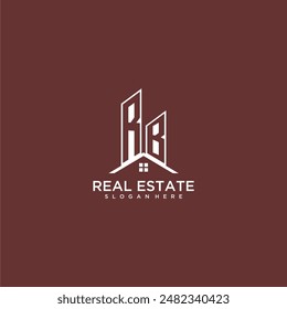 RB initial monogram building and roof logo for real estate