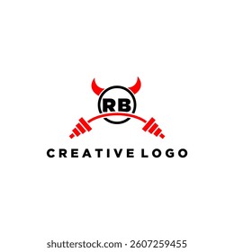 RB initial monogram for fitnes or gym logo with devil style design