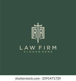 RB initial monogram for law firm with sword and shield logo image