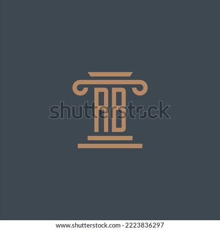 RB initial monogram for lawfirm logo with pillar design