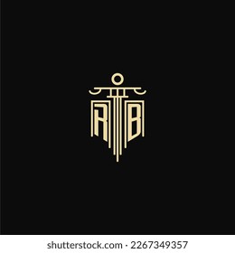 RB initial monogram for lawyers logo with pillar design ideas