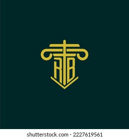 RB initial monogram logo design for law firm with pillar vector image