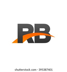 RB initial overlapping swoosh letter logo black orange