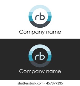RB letter circle shape icon logo white blue