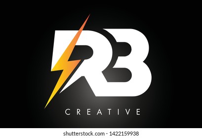 RB Letter Logo Design With Lighting Thunder Bolt. Electric Bolt Letter Logo Vector Illustration.