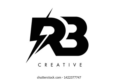 Diseño De Logotipo De Letra RB Con Perno Delgado De Luces. Ilustración del vector con el logotipo de la letra del perno eléctrico.